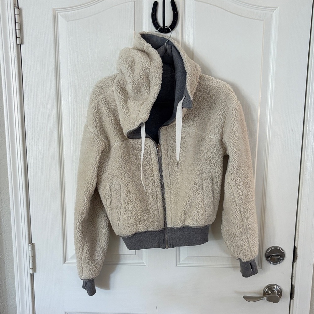 lululemon athletica Cream and Gray Bomber Jacket